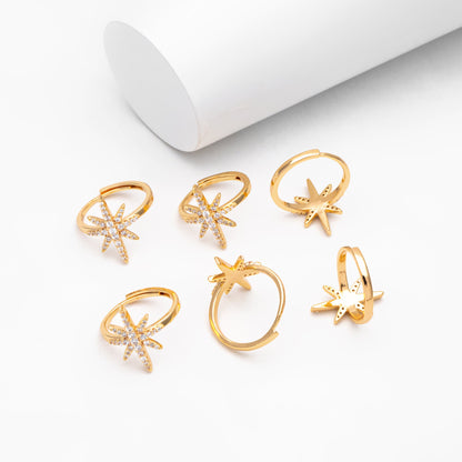 4pcs CZ Pave North Star Ring, Celestial Ring, Modern Style Ring, Fashion Rings, Dainty Rings, Adjustable Ring (#GB-3630)