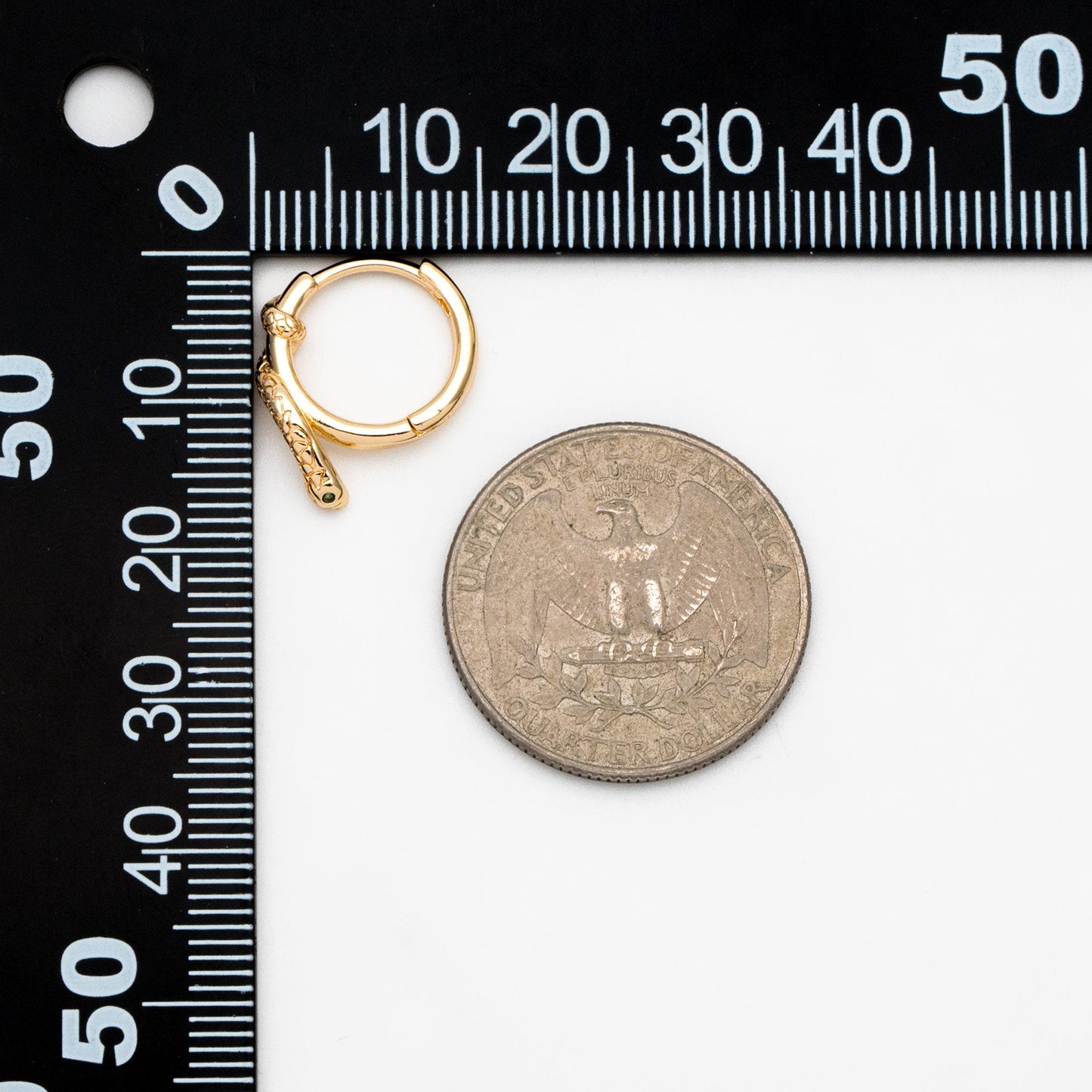 4pcs CZ Pave Snake Hoop Earrings, Gold Huggie Earrings, Serpent Huggie Hoops (GB-3553)