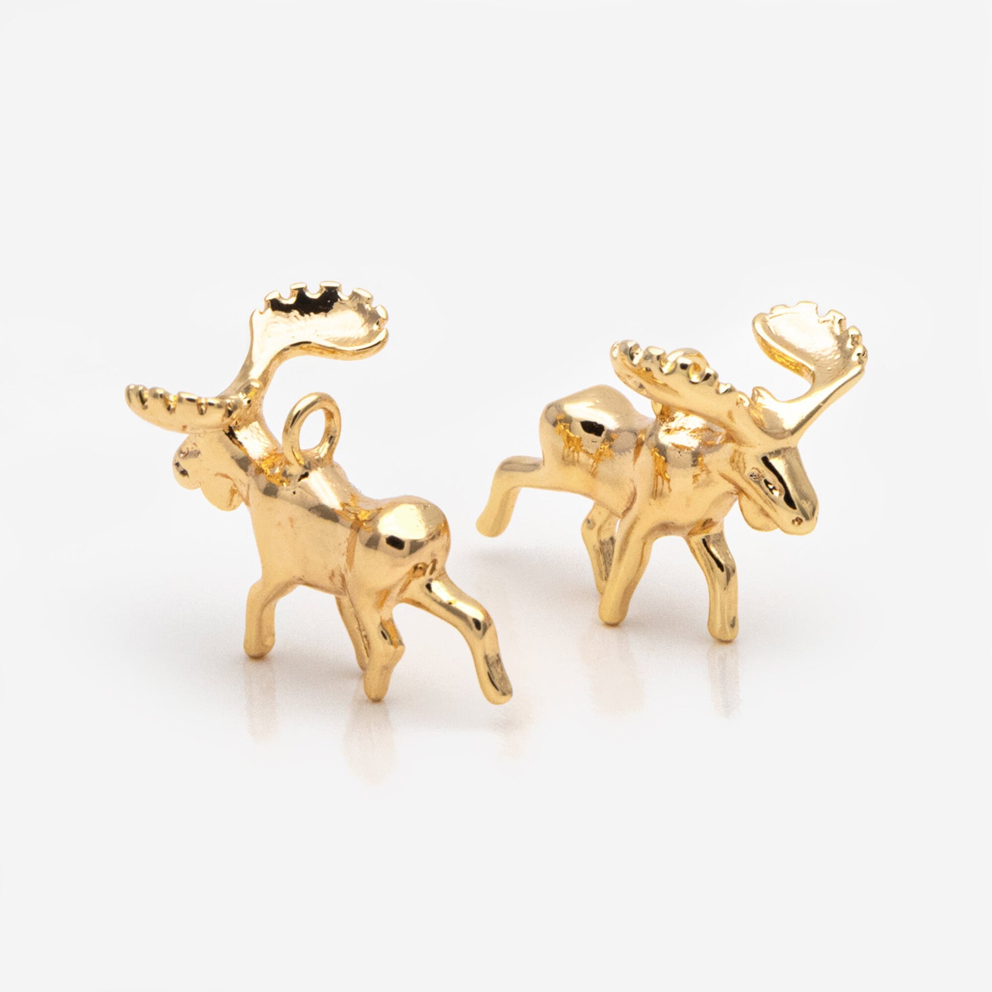 10pcs Gold Moose Charms, Elk Pendants, Jewelry Making, Diy Material, Jewelry Supplies (GB-2707-E)