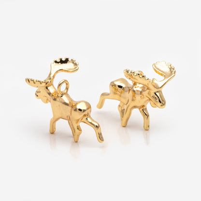 10pcs Gold Moose Charms, Elk Pendants, Jewelry Making, Diy Material, Jewelry Supplies (GB-2707-E)