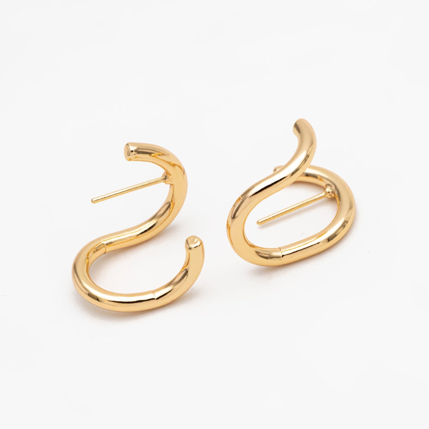 4pcs Gold U-Shaped Ear Posts, 18K Gold plated Brass, Curved Bar Stud Earring (GB-3559)