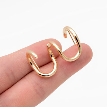 4pcs Gold U-Shaped Ear Posts, 18K Gold plated Brass, Curved Bar Stud Earring (GB-3559)