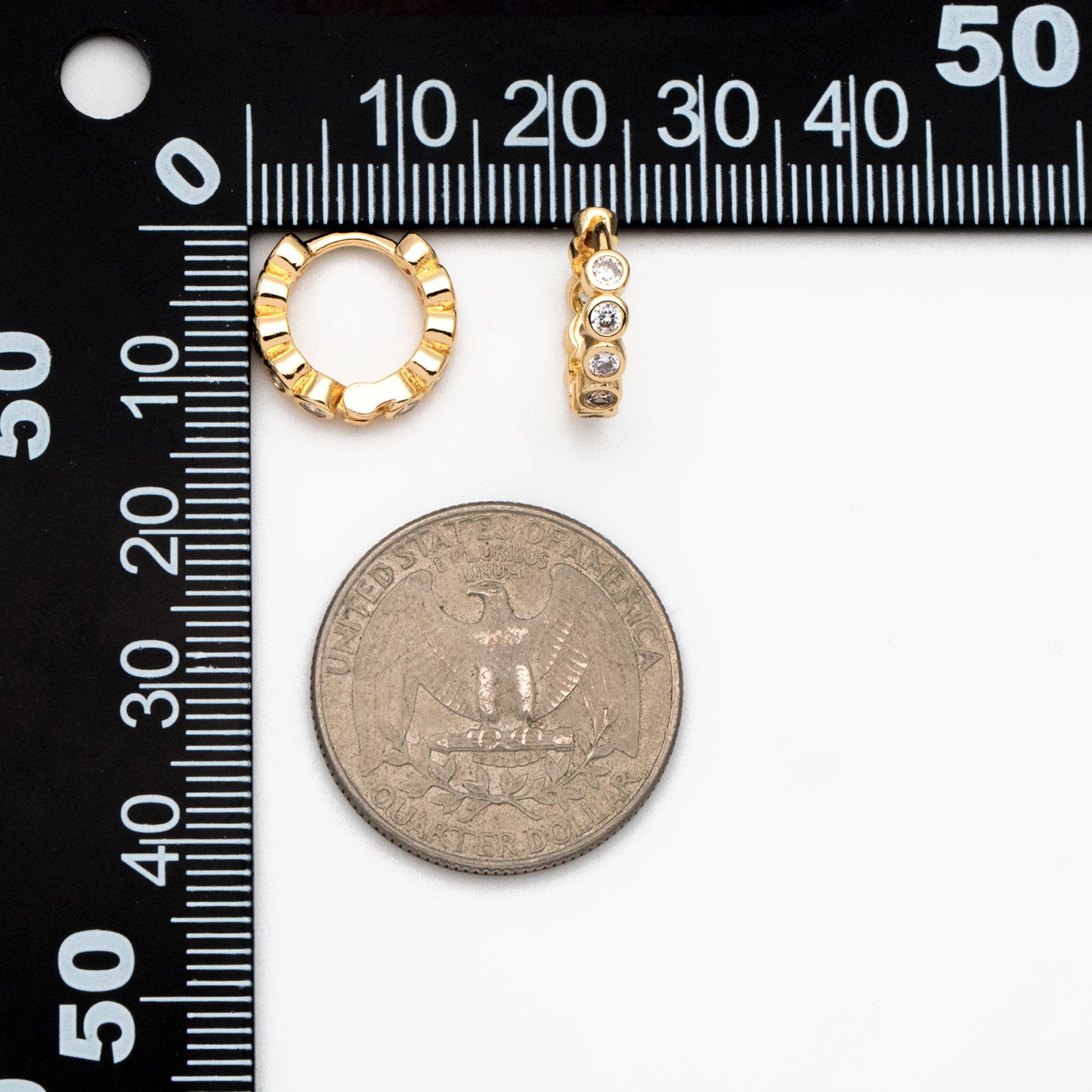 4pcs CZ Pave Hoop Earrings, Hoop Earrings, Dainty Huggie Earrings, Minimalist Earring, Small Gold Hoops Earring (GB-3826-D)