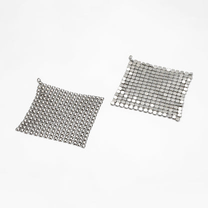 4pcs Gold/ Silver Tone Square Mesh Drop Charms 65mm, Metal Dangle Dangly Flowy Lightweight Earring Charm (GB-3142)