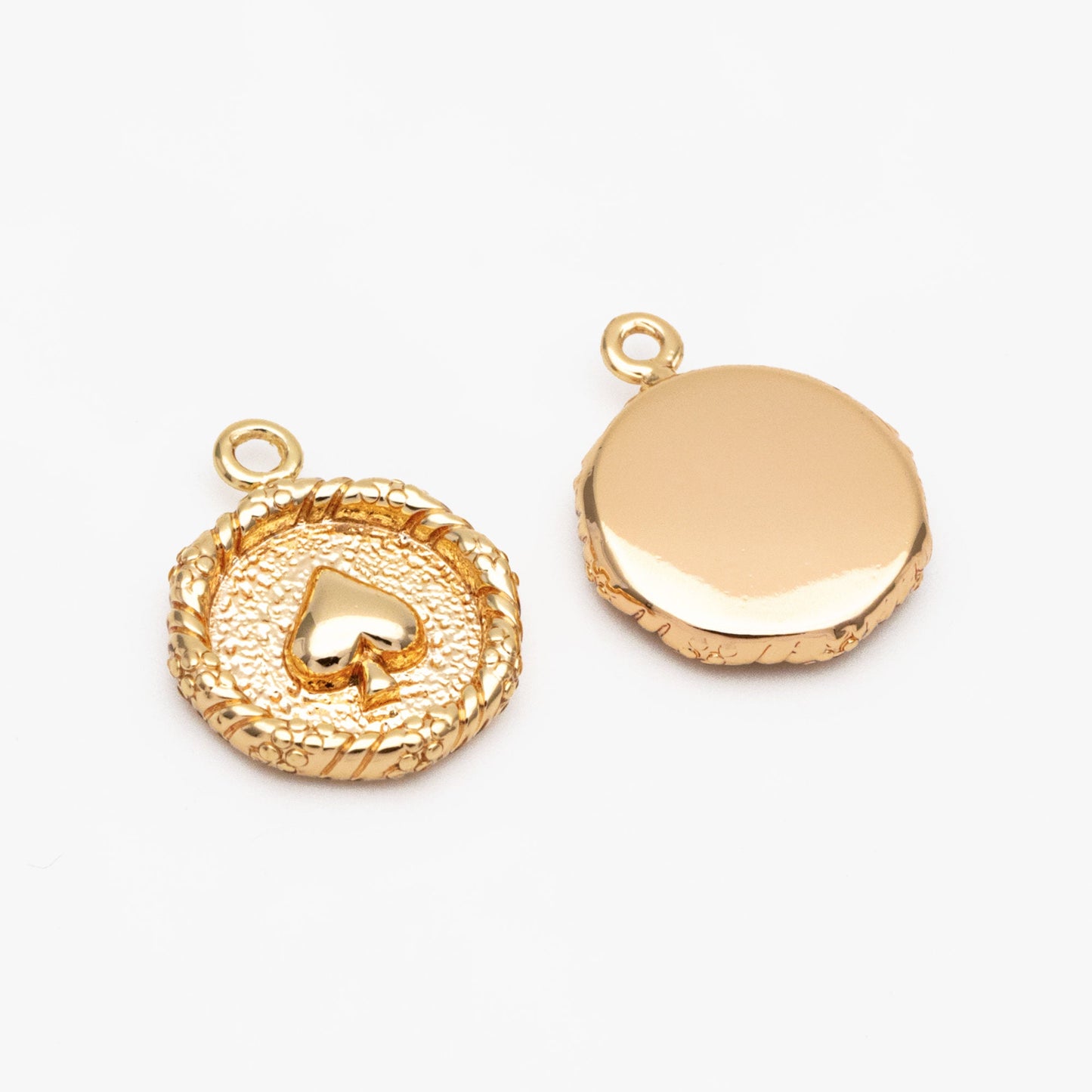 10pcs Gold Plated Brass Poker Charms: Heart/ Club/ Dimond/ Spade Card Pendants (GB-3587)