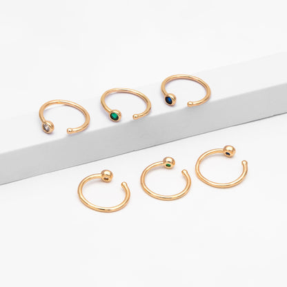 10pcs Round CZ Pave Minimalist Ear Cuffs, Non Pierced Ear Cuff, Dainty Earcuff Earring (GB-3562)