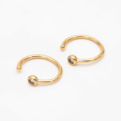 10pcs Round CZ Pave Minimalist Ear Cuffs, Non Pierced Ear Cuff, Dainty Earcuff Earring (GB-3562)