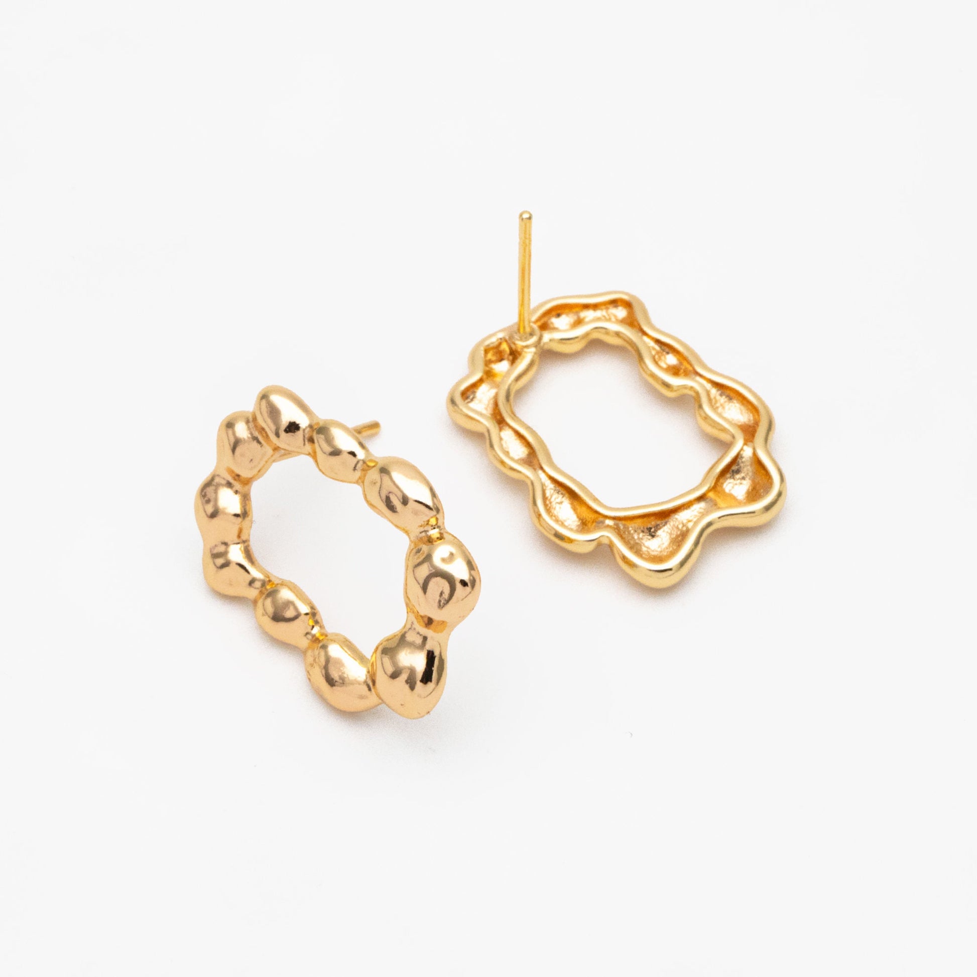 10pcs Gold Irregularity Rectangle Hoop Earrings, Minimalist Stud Earrings, Jewelry Supplies (GB-3567)