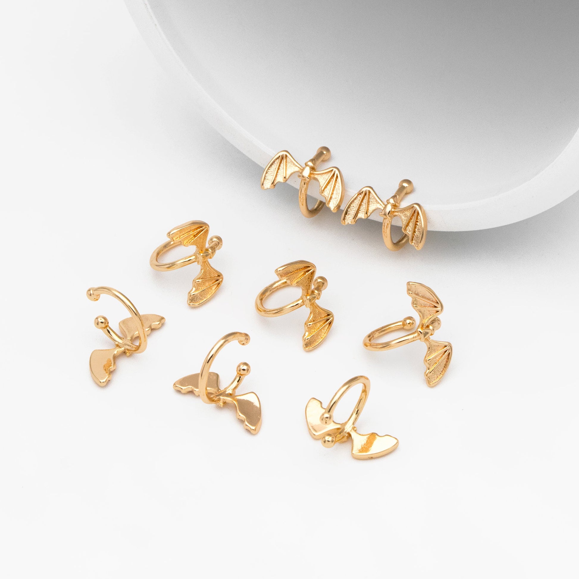 10pcs Gold/ Silver Bat Ear Cuff, Cartilage Ear Cuff, Gold/ Rhodium Plated Brass Ear Cuff, Cartilage Earrings (GB-3570)