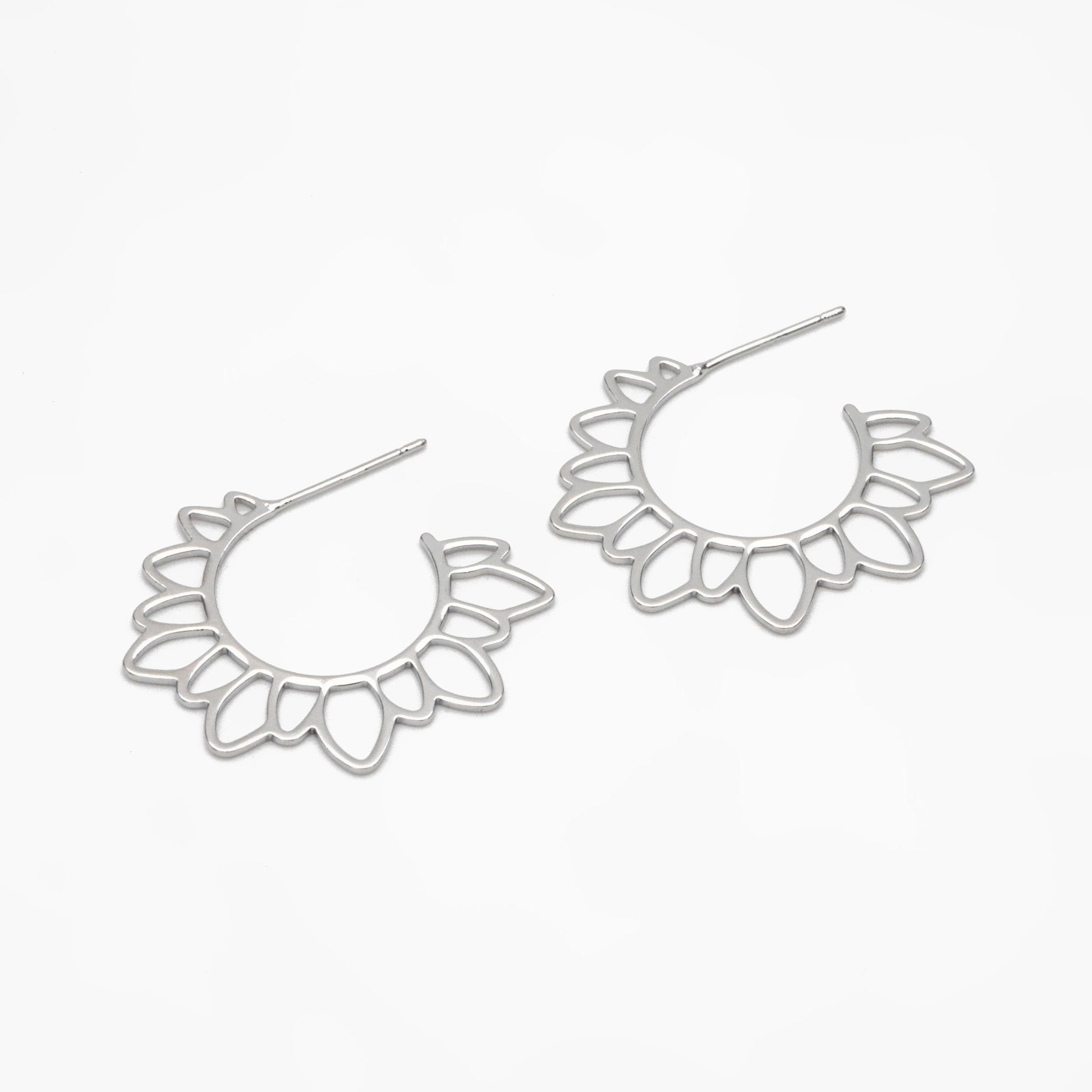 10pcs Gold/ Silver Flower round post Earrings, 30mm, Gold/ Rhodium plated Brass Sun Earrings, Jewelry Making, Jewelry Supplies (#GB-1711)