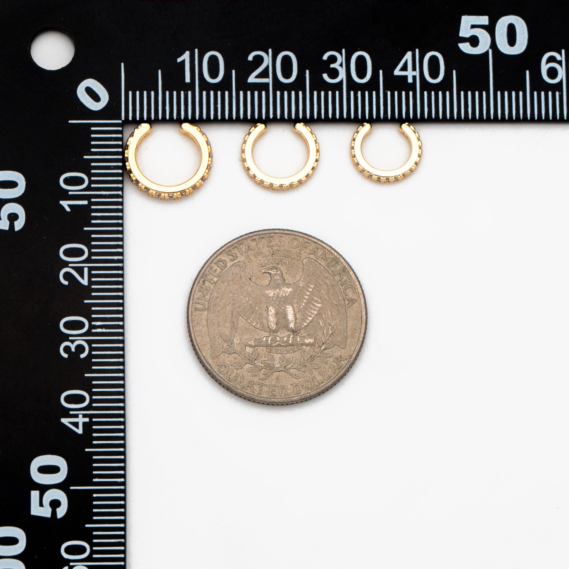 4pcs CZ Pave Ear Cuff 10/ 11/ 12mm, Minimalist Cartilage Earrings, Dainty Earcuff Earring (GB-3568)