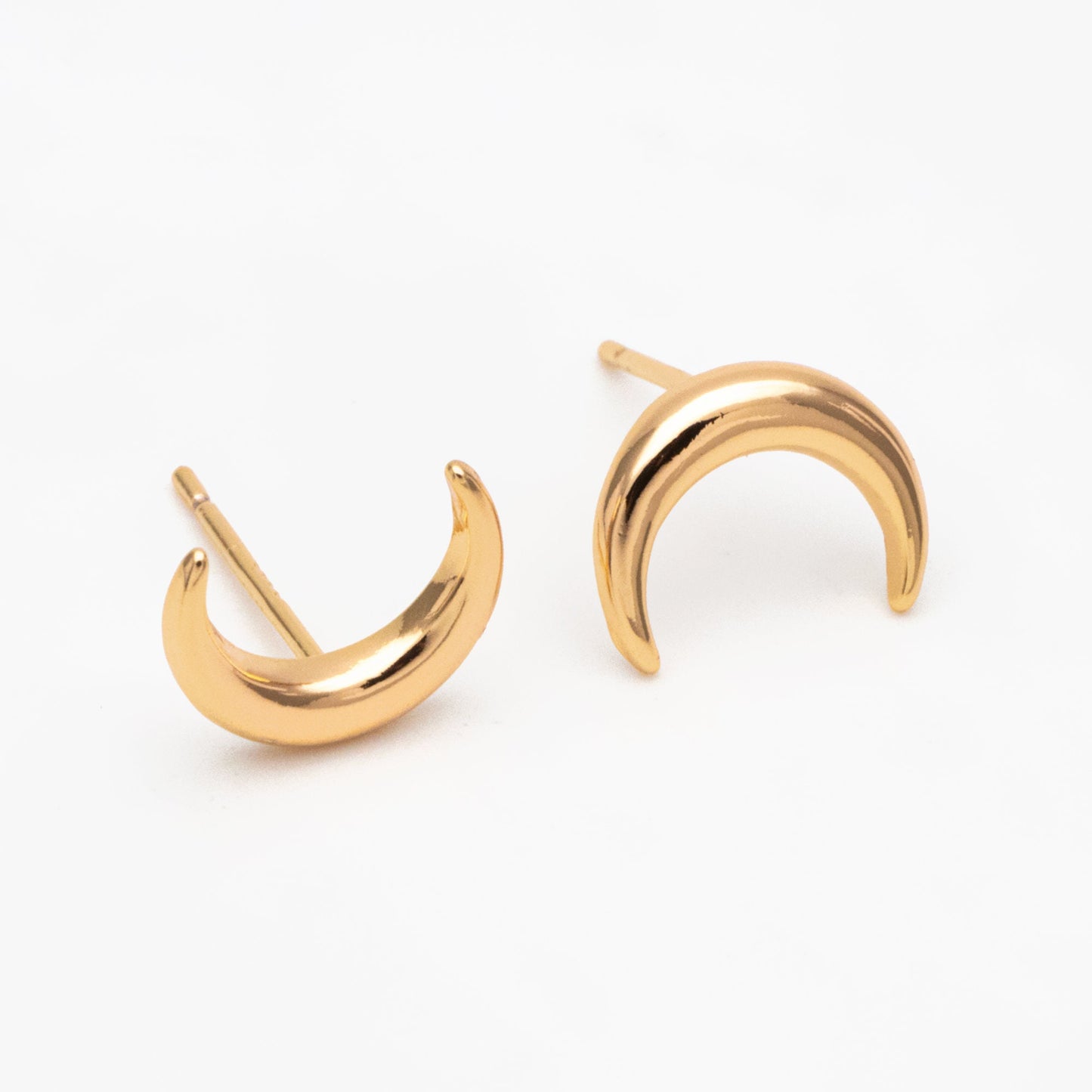 10pcs Gold/ Silver Moon Ear Posts 11x9mm, Real Gold/ Rhodium Plated Brass Minimalist Stud Earrings (#GB-3572)