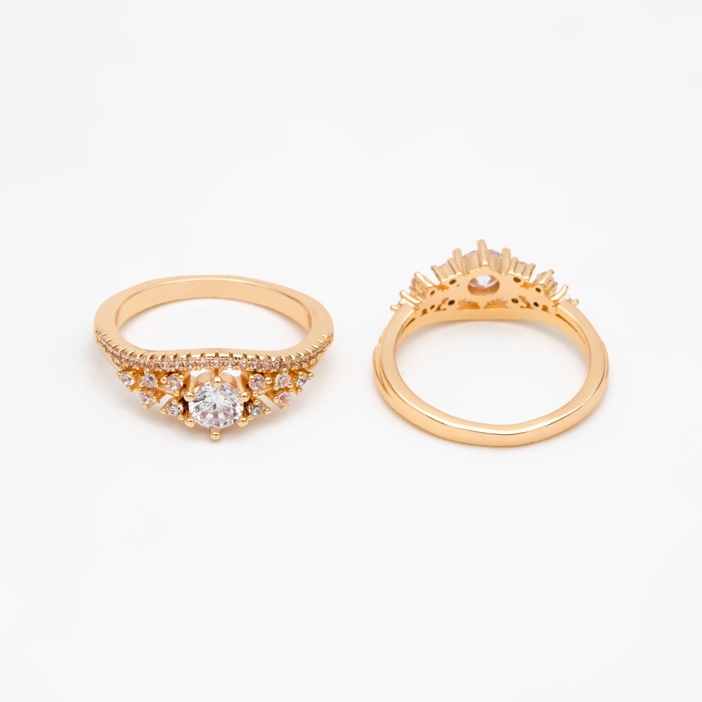 4pcs CZ Pave Gold Crown Rings, Princess Rings, Dainty Rings, Wedding Rings, Engagement Rings (GB-3575)