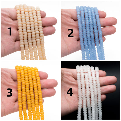 95pcs Smooth Rondelle Glass Beads, 6x4mm, Candy Color Crystal Beads (GM-044)