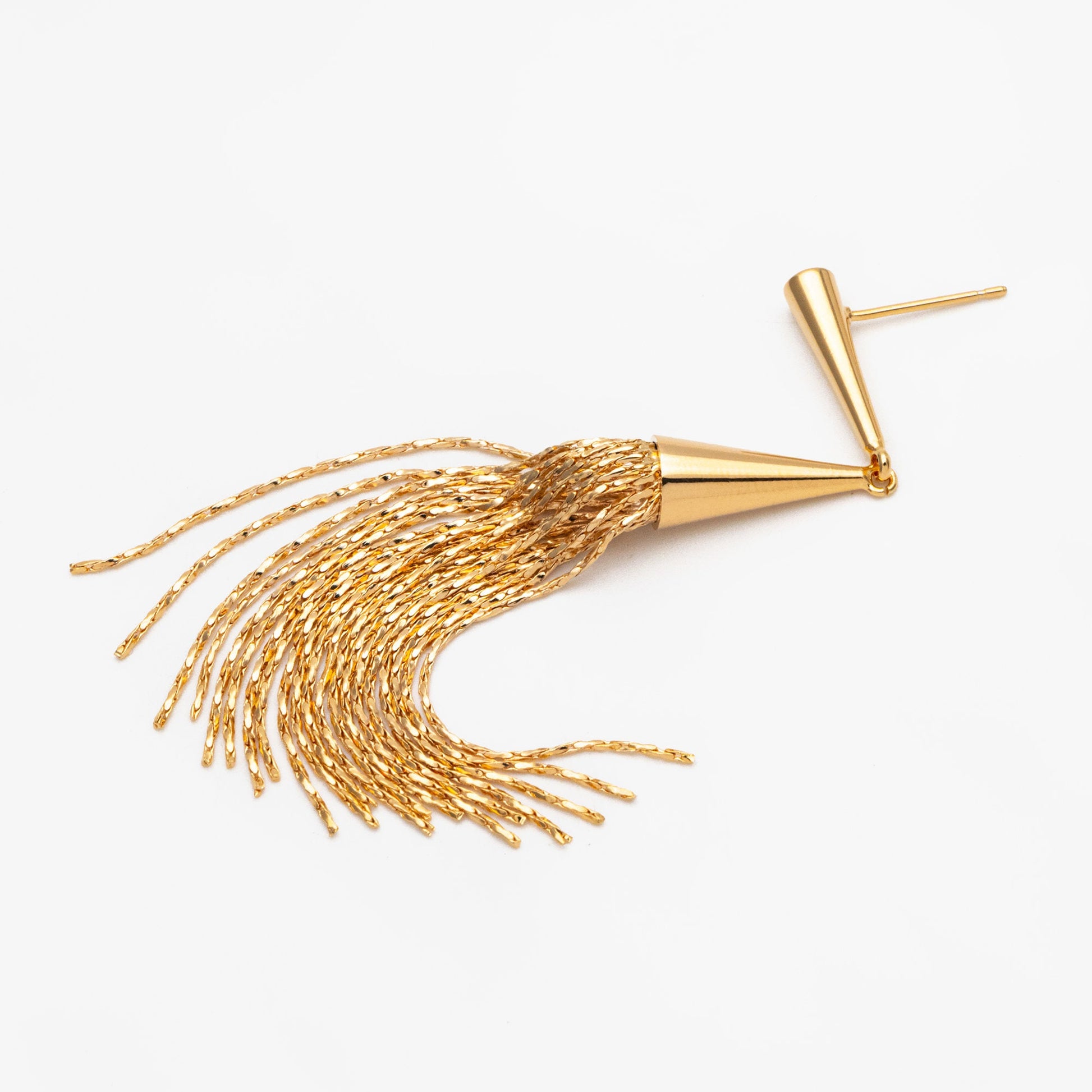 4pcs Gold Cone Tassel Earrings, Long Tassel Stud Earring, Gold Dangling Earrings, Dainty Earrings (GB-3652)