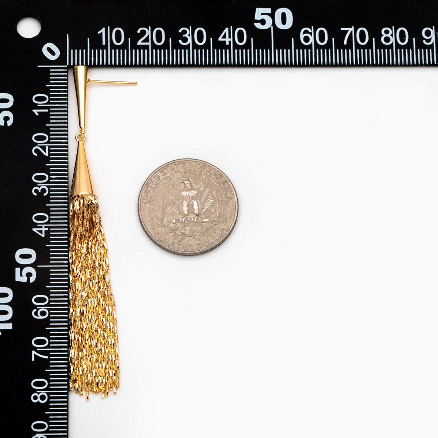 4pcs Gold Cone Tassel Earrings, Long Tassel Stud Earring, Gold Dangling Earrings, Dainty Earrings (GB-3652)