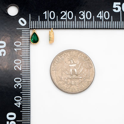 10pcs CZ Pave Teardrop Birthstone Charms 8x5mm, Gold Plated Brass Crystal Charms, Diy Jewelry Making Supplies (GB-3657)