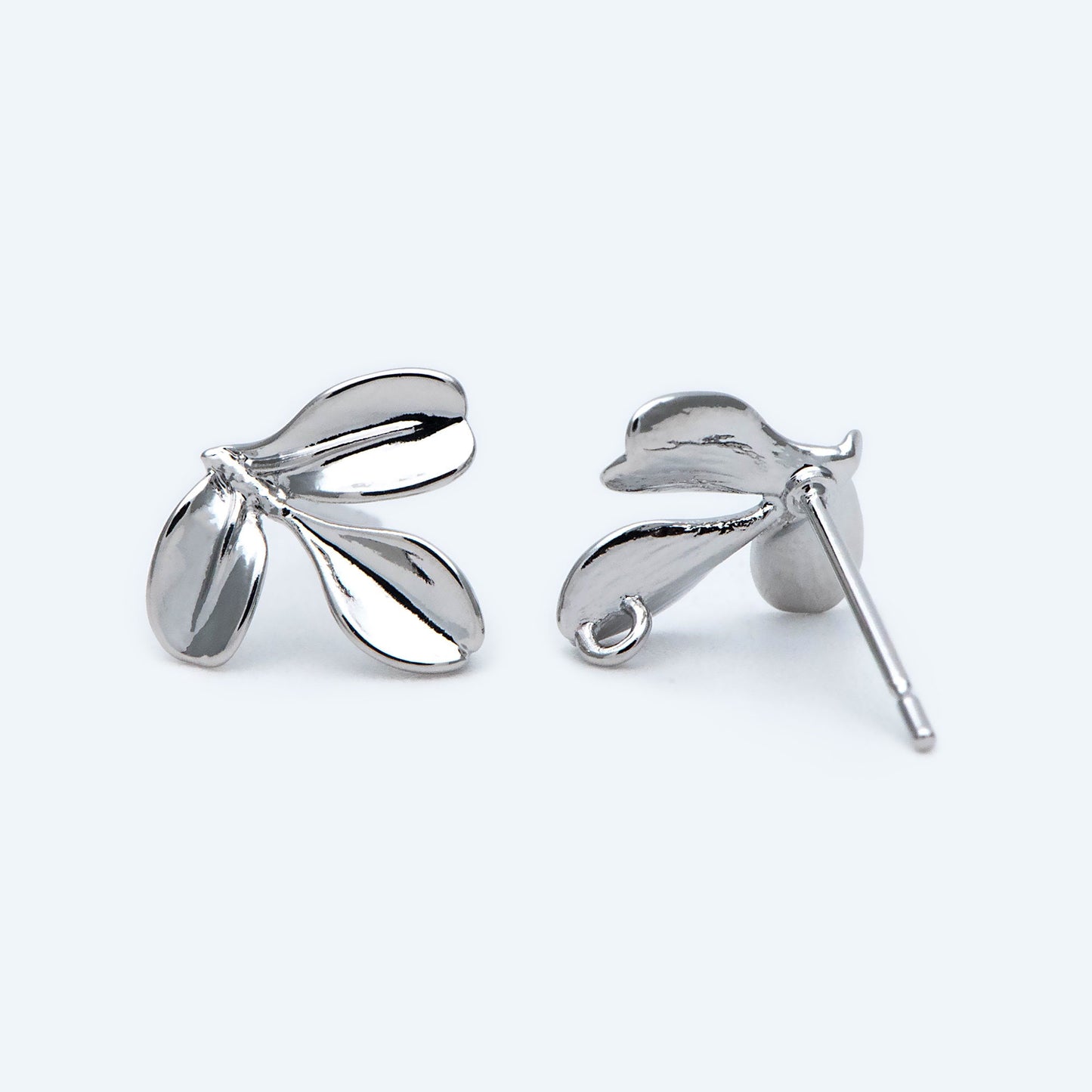 10pcs Gold/ Silver Tone Leaf Earring with Loop, Gold Plated Brass Stud Earrings, DIY Ear Findings (GB-1086)