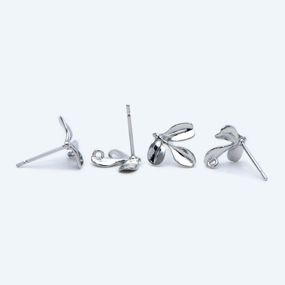 10pcs Gold/ Silver Tone Leaf Earring with Loop, Gold Plated Brass Stud Earrings, DIY Ear Findings (GB-1086)