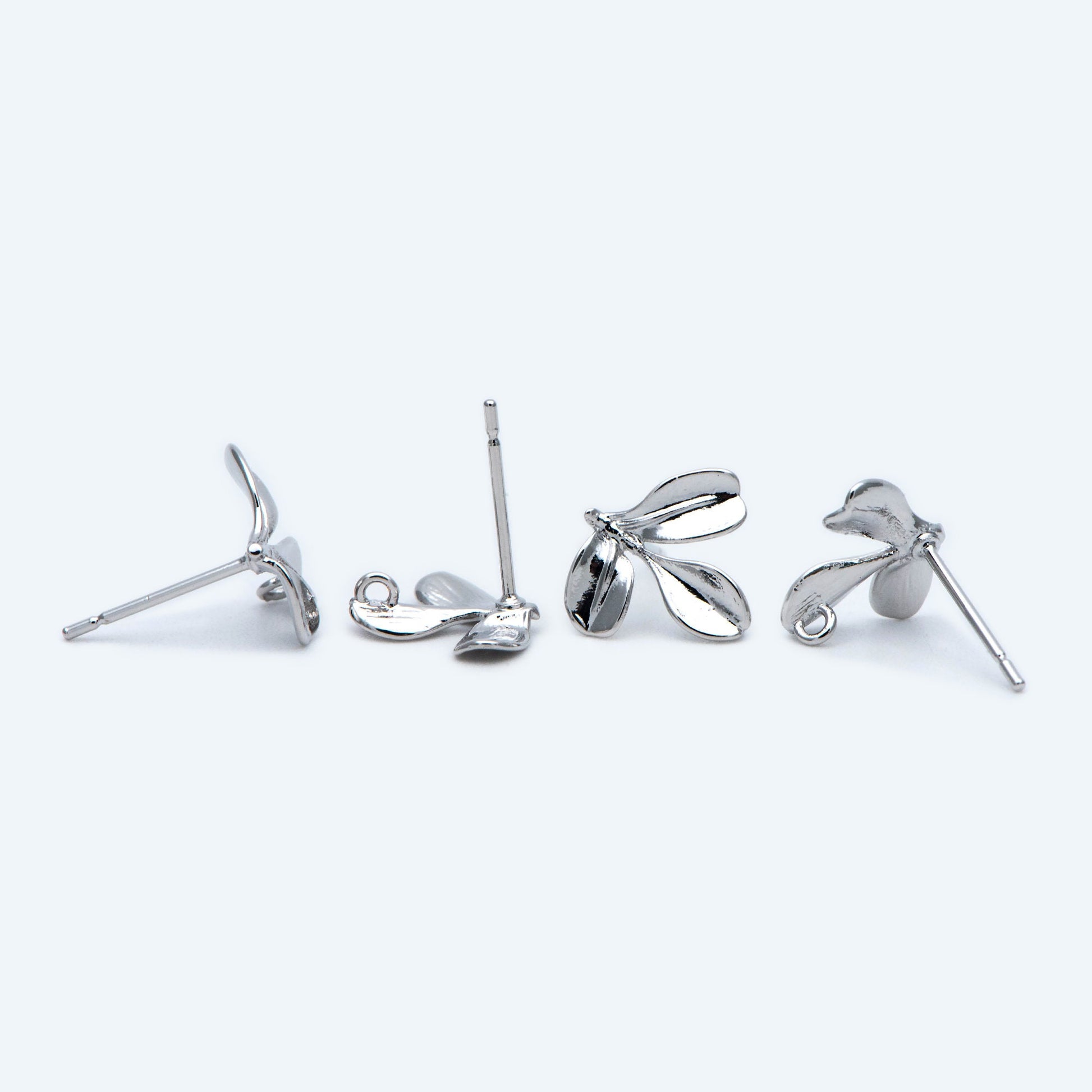 10pcs Gold/ Silver Tone Leaf Earring with Loop, Gold Plated Brass Stud Earrings, DIY Ear Findings (GB-1086)