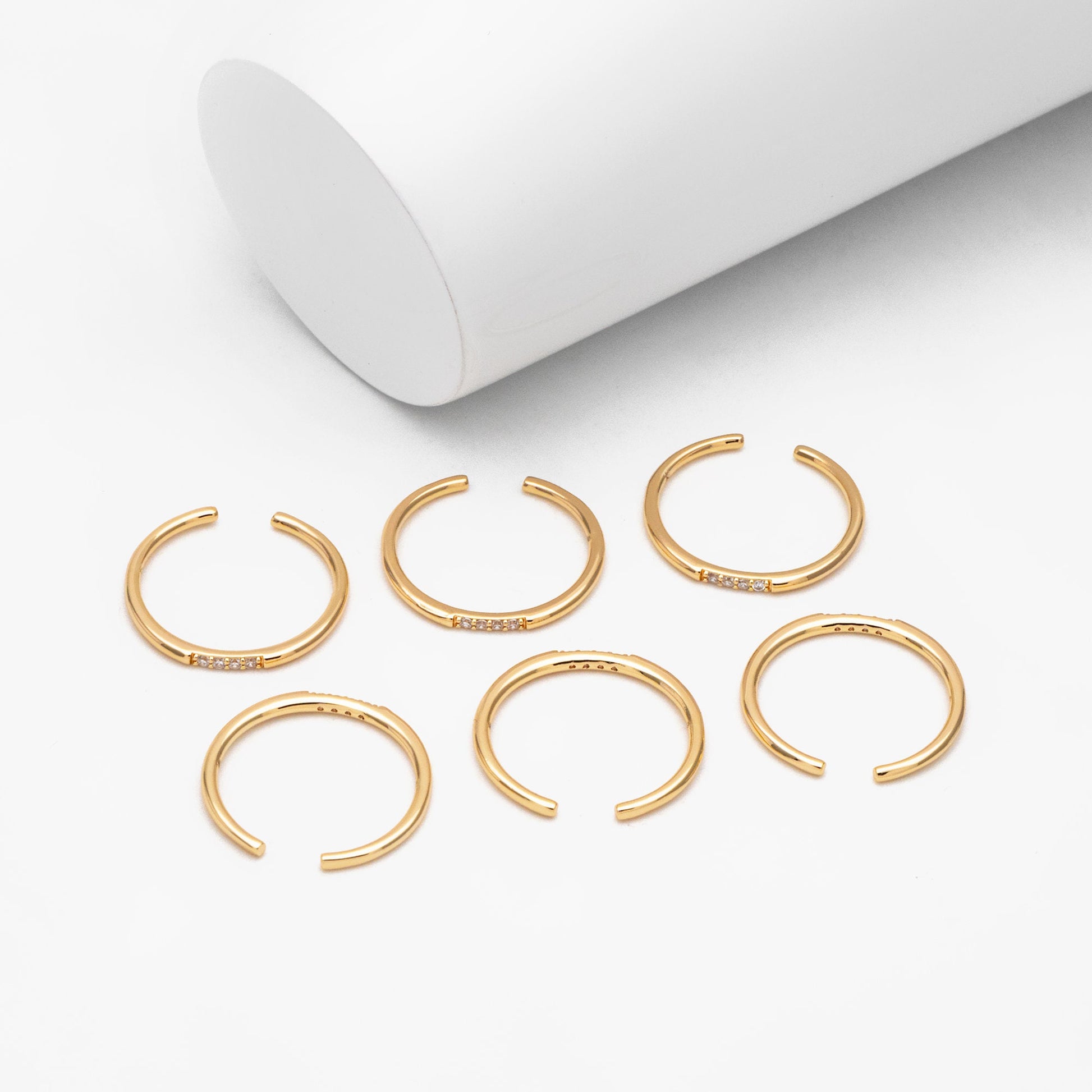 4pcs CZ Pave Minimalist Ring, Dainty Gold/ Silver Ring, Thin Ring, Stackable Ring (#GB-3663)