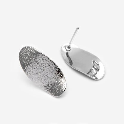 10pcs Matte Gold/ Silver tone Oval Ear Posts 16x8mm,Gold/ Rhodium plated Brass Geometric Earring Studs (GB-2134)