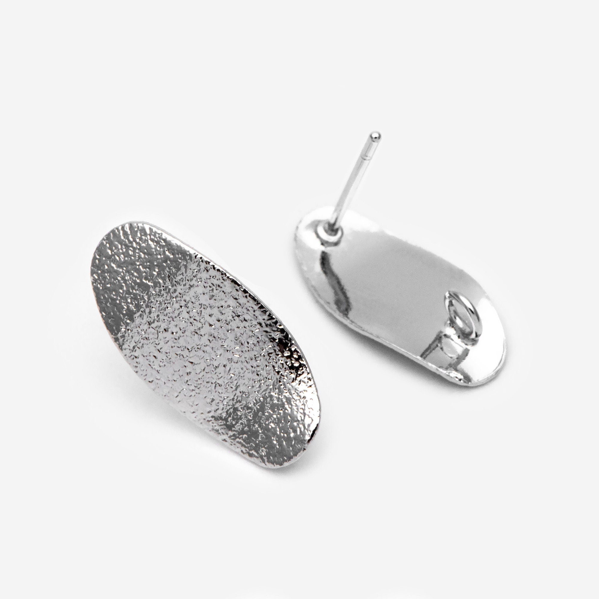 10pcs Matte Gold/ Silver tone Oval Ear Posts 16x8mm,Gold/ Rhodium plated Brass Geometric Earring Studs (GB-2134)