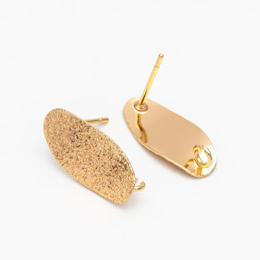 10pcs Matte Gold/ Silver tone Oval Ear Posts 16x8mm,Gold/ Rhodium plated Brass Geometric Earring Studs (GB-2134)