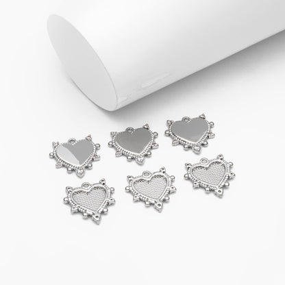 10pcs CZ pave Gold/ Silver Heart Pendants 17mm, 18K Gold/ Rhodium plated Brass, Rhinestone Heart Charms (GB-1905)