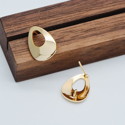 10pcs Gold Teardrop Ear Post with Loop, 17x12mm, 18K Gold Plated Brass Geometric Earring Studs (GB-441)