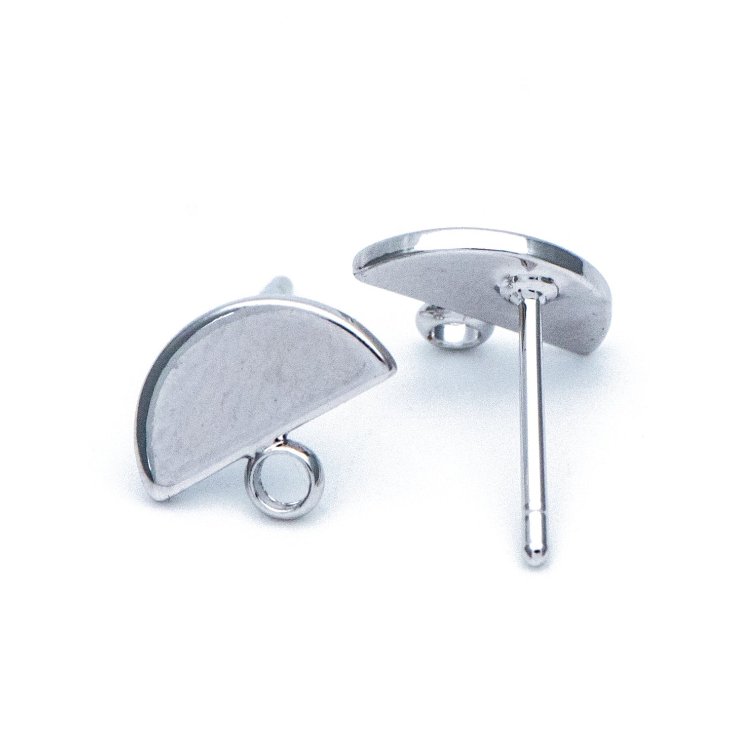 10pcs Gold Semi-circle Ear Posts 10x8mm, Geometric Stud Earrings, Half Moon Earring Components (GB-577)