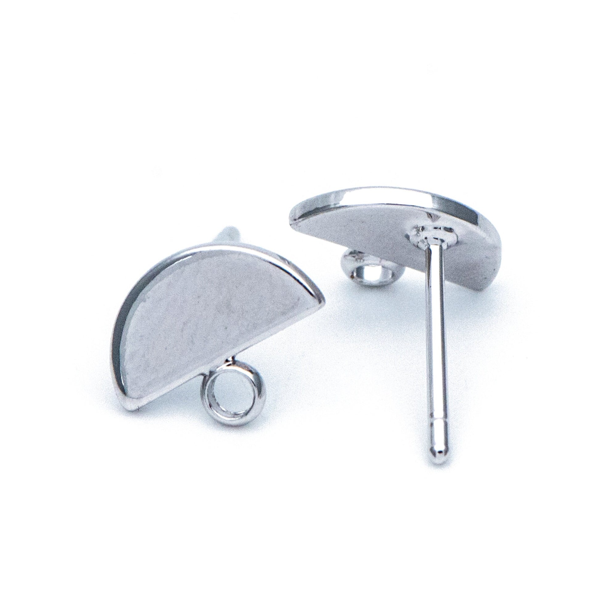 10pcs Gold Semi-circle Ear Posts 10x8mm, Geometric Stud Earrings, Half Moon Earring Components (GB-577)