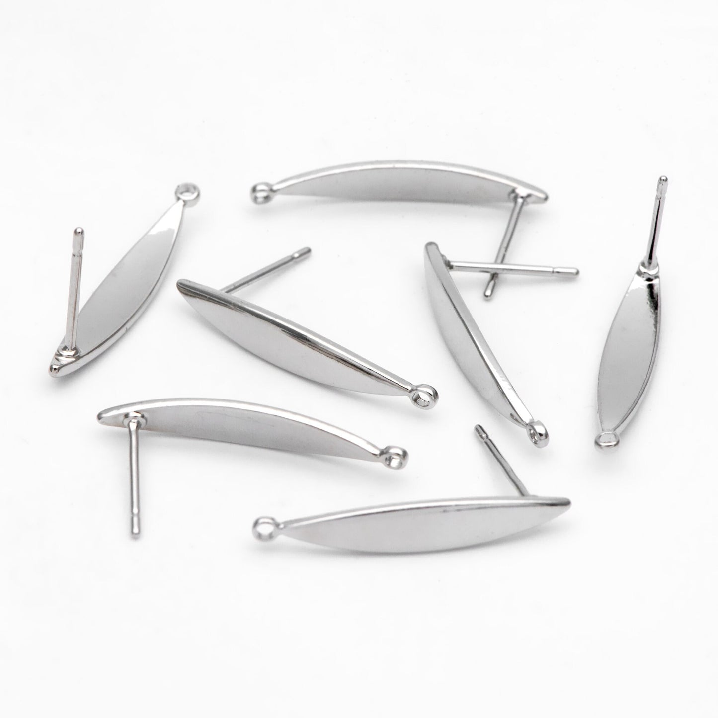 10pcs Gold Bar Ear Posts 24x4mm, 18K Gold plated Leaf Ear Posts, Stud Earring Components (GB-631)