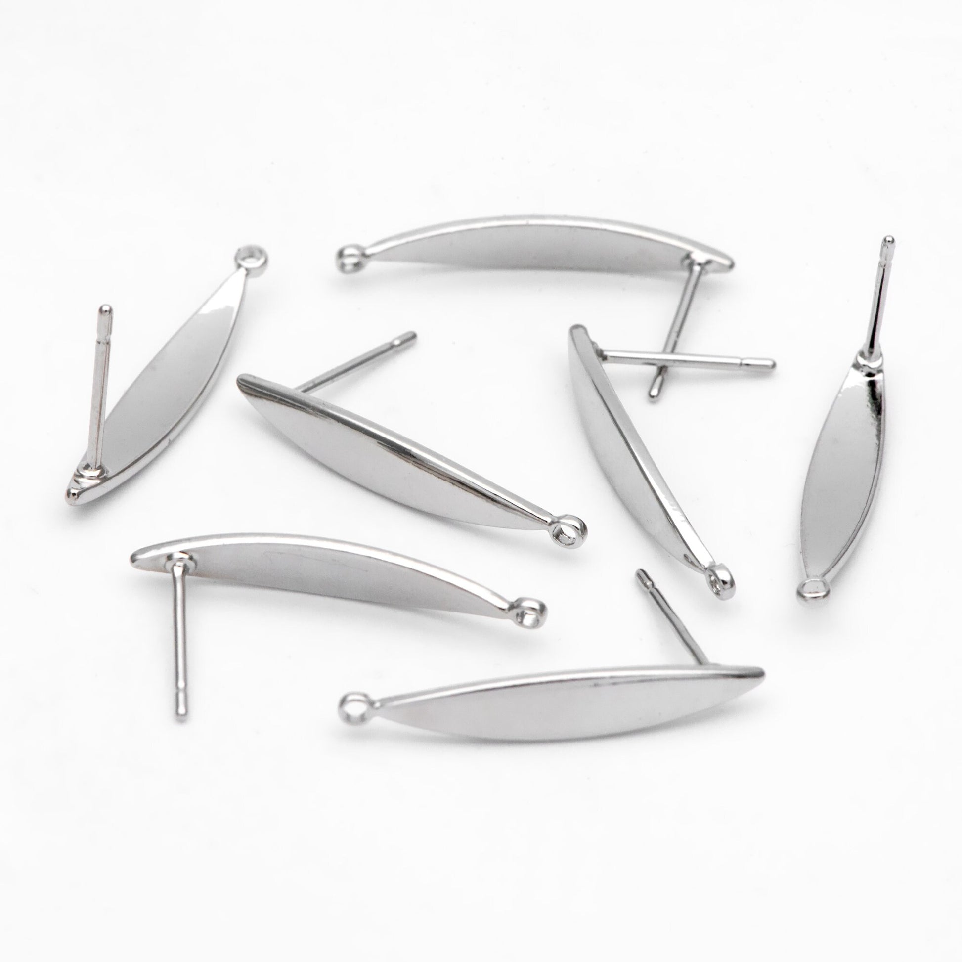 10pcs Gold Bar Ear Posts 24x4mm, 18K Gold plated Leaf Ear Posts, Stud Earring Components (GB-631)