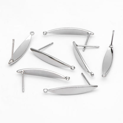 10pcs Gold Bar Ear Posts 24x4mm, 18K Gold plated Leaf Ear Posts, Stud Earring Components (GB-631)