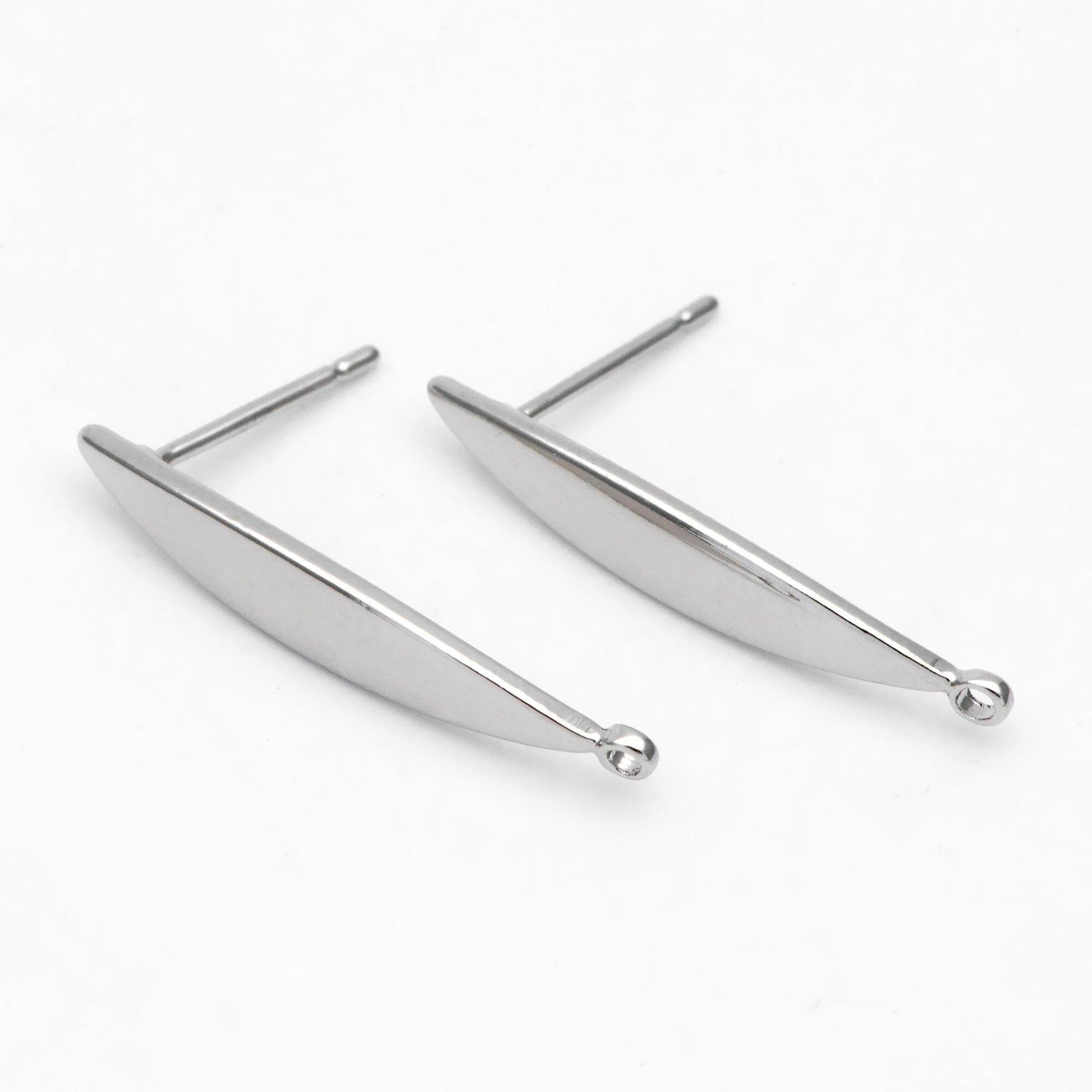 10pcs Gold Bar Ear Posts 24x4mm, 18K Gold plated Leaf Ear Posts, Stud Earring Components (GB-631)