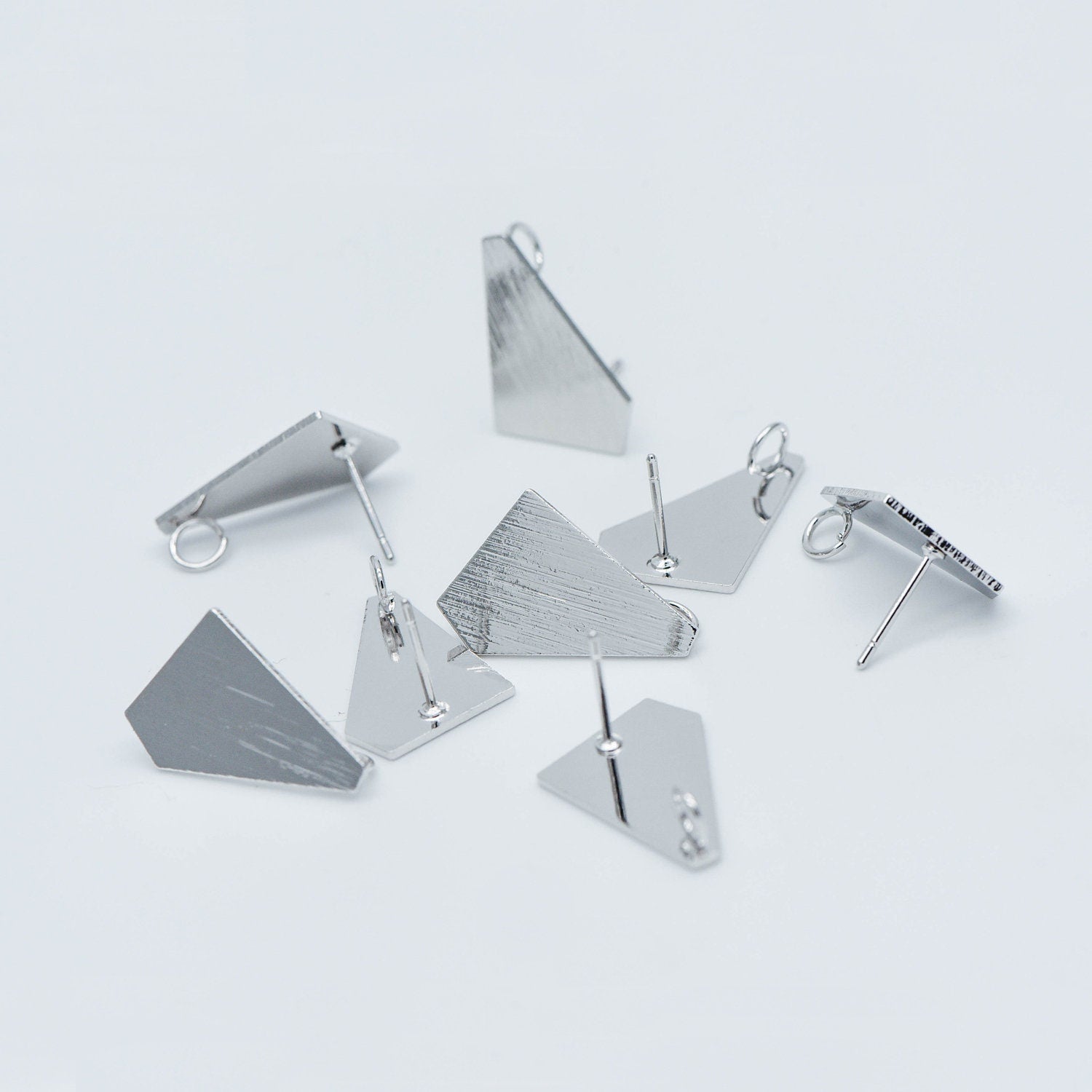 10pcs Brushed gold Ear Posts with Loops, Gold Plated Brass Geometric Earring Studs (GB-527)