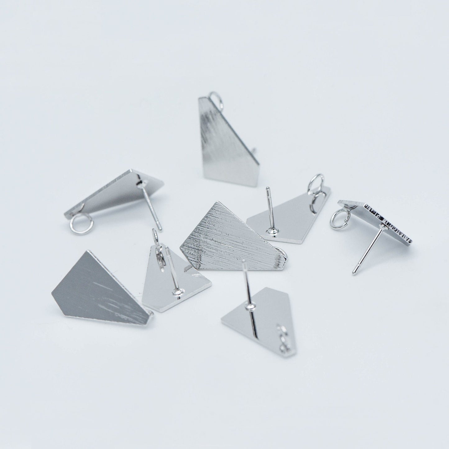 10pcs Brushed gold Ear Posts with Loops, Gold Plated Brass Geometric Earring Studs (GB-527)