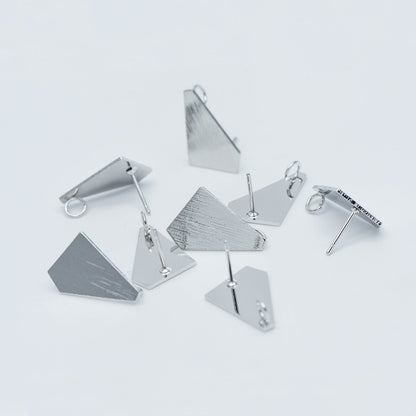 10pcs Brushed gold Ear Posts with Loops, Gold Plated Brass Geometric Earring Studs (GB-527)