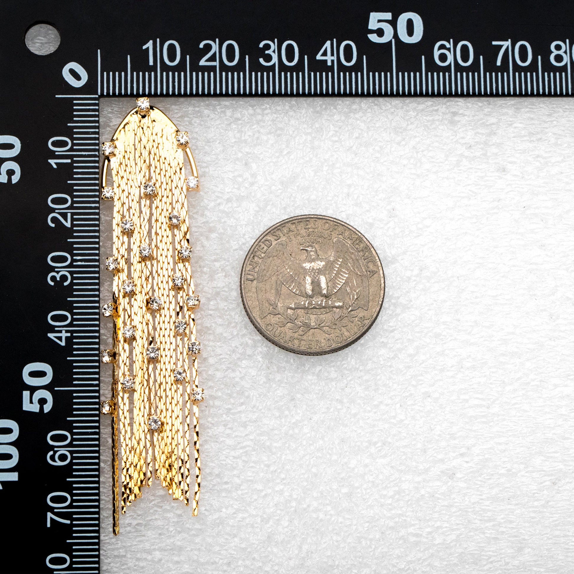 4pcs CZ Pave Chain Tassel Earrings, Long Tassel Stud Earring, Gold Dangling Earrings, Minimalist Earrings (GB-3672)