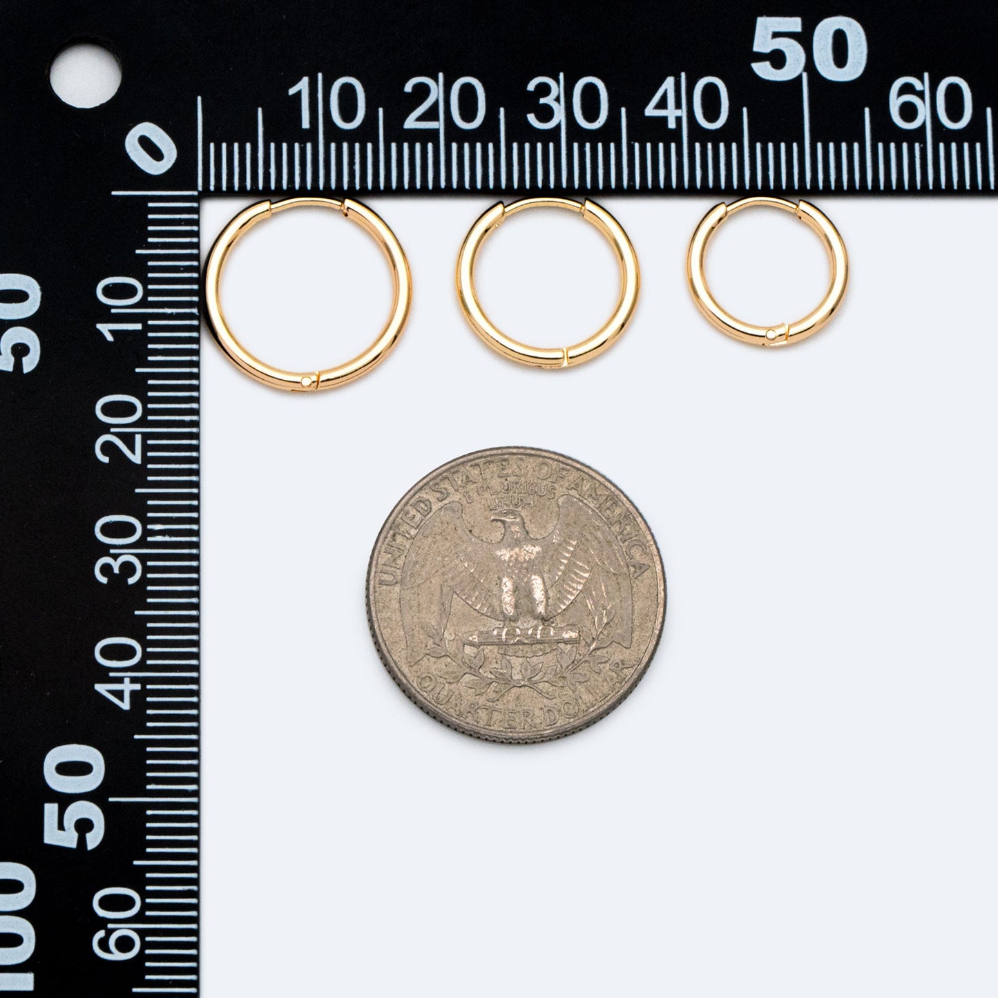 10pcs Gold/ Silver Rose Gold Huggie Hoop Earrings 14/ 16/ 18mm, Stainless Steel Hoops, Simple Hoops 1.6mm thick (GB-2200)