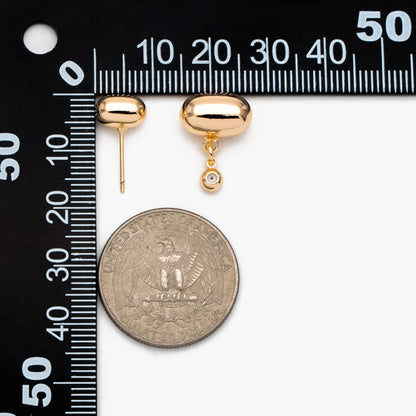 4pcs Oval Bead Ear Post with Oval Bead Ear Back, Geometric Earring Posts, 18K Gold Plated Earring Studs (GB-3602)