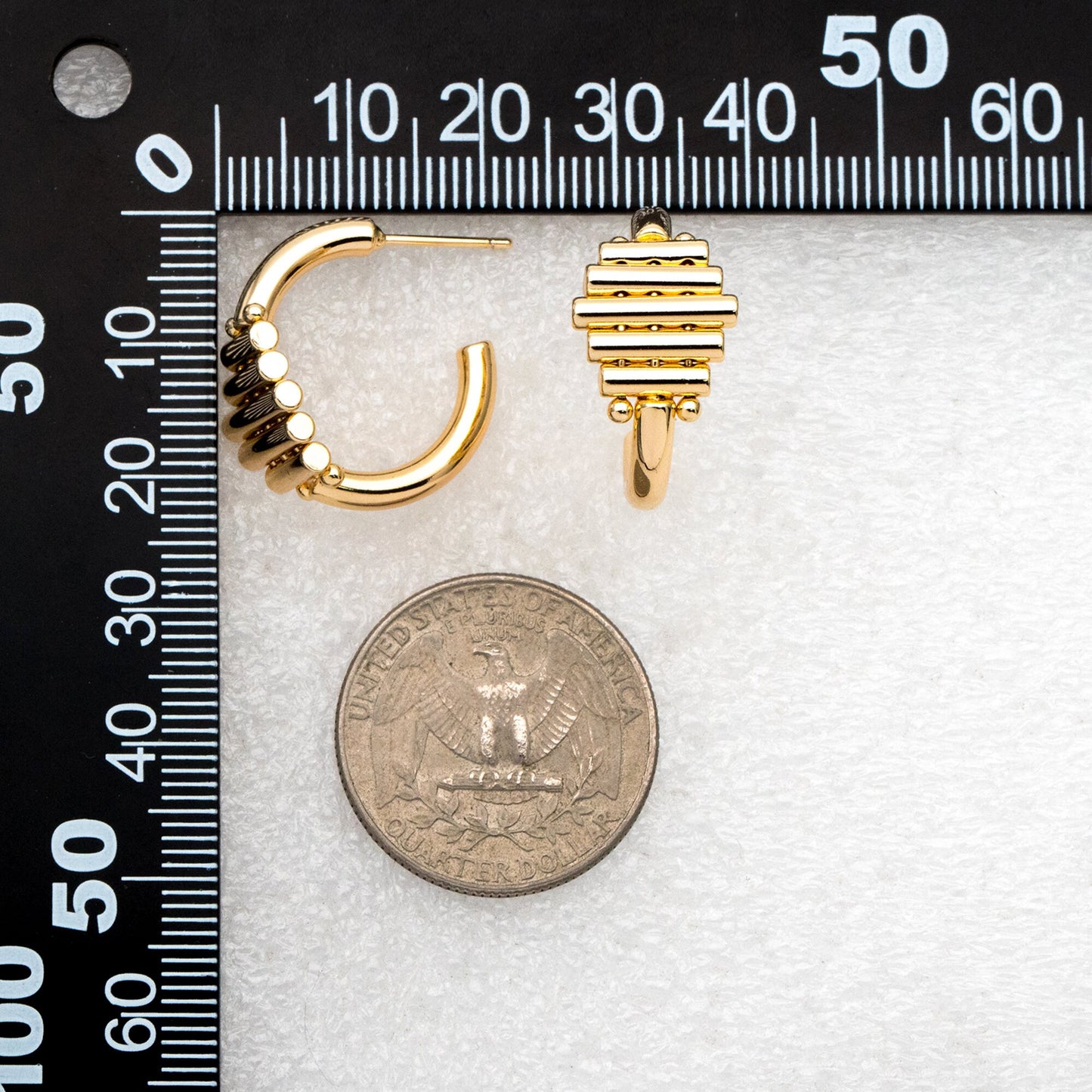 4pcs Gold Plated Brass Bar Hoop Earrings: Geometric Huggie Earrings (GB-3612)