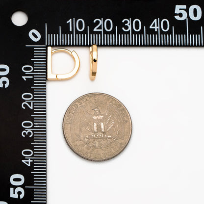 4pcs CZ Pave D Shaped Hoop Earrings, Dainty Huggie Earrings, Minimalist Earring, Small Gold Hoops Earring (GB-3613)