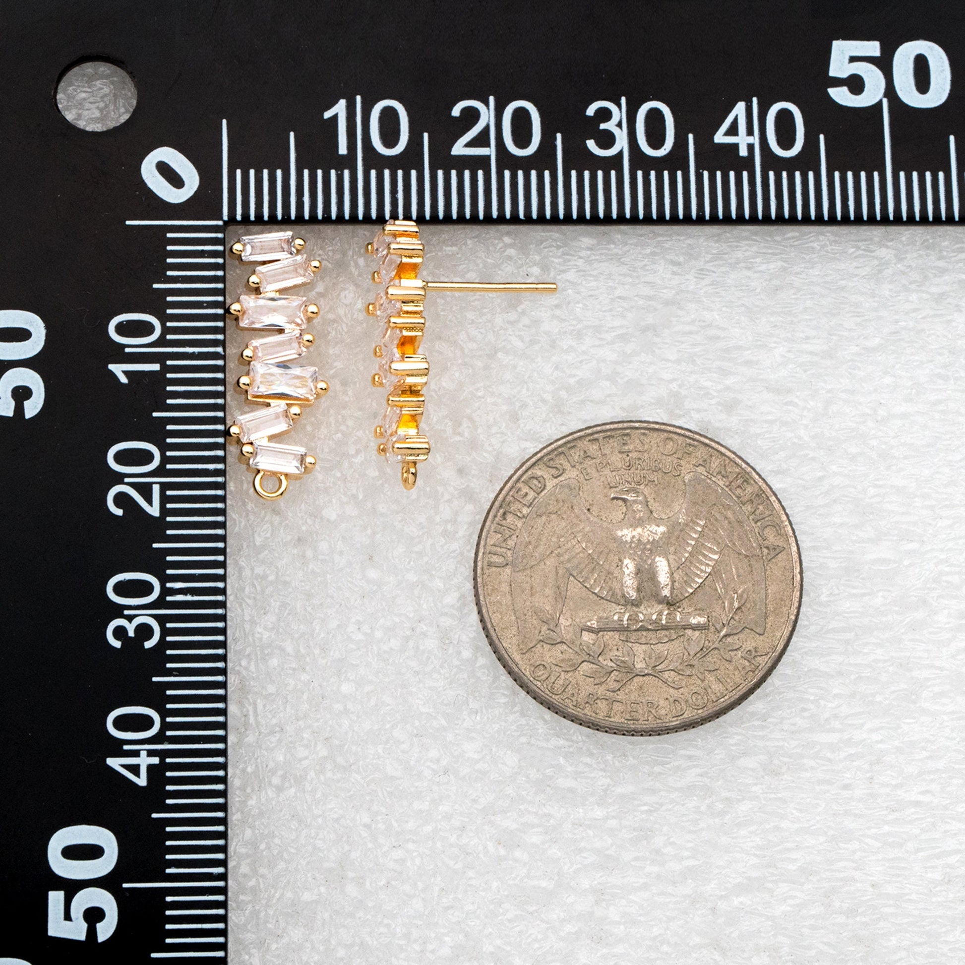 4pcs CZ Pave Irregular Earring Studs, 18K Gold plated Brass Ear Posts, Dainty Earring Findings (#GB-3619)