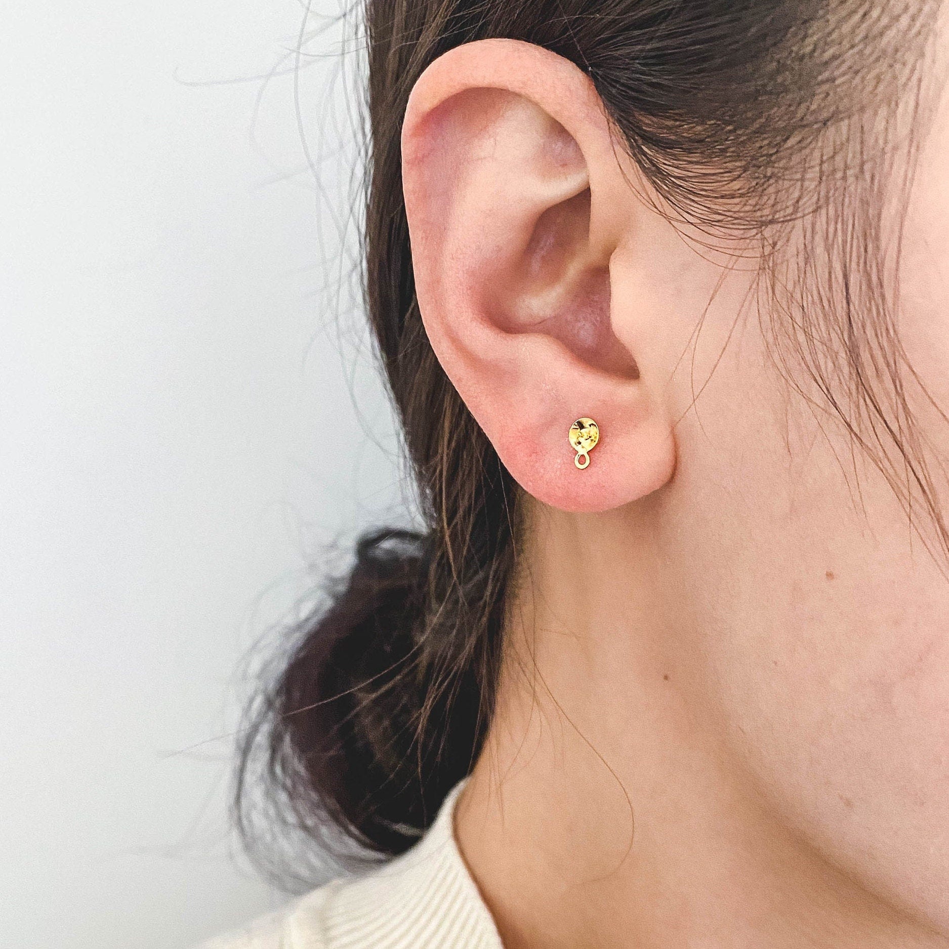 20pcs Gold/ Sliver/ Rose Gold Ear Posts with Cup, Stud Earrings for Pearls, 4/ 6/ 8mm Peg Earring Findings Wholesale (GB-2060)