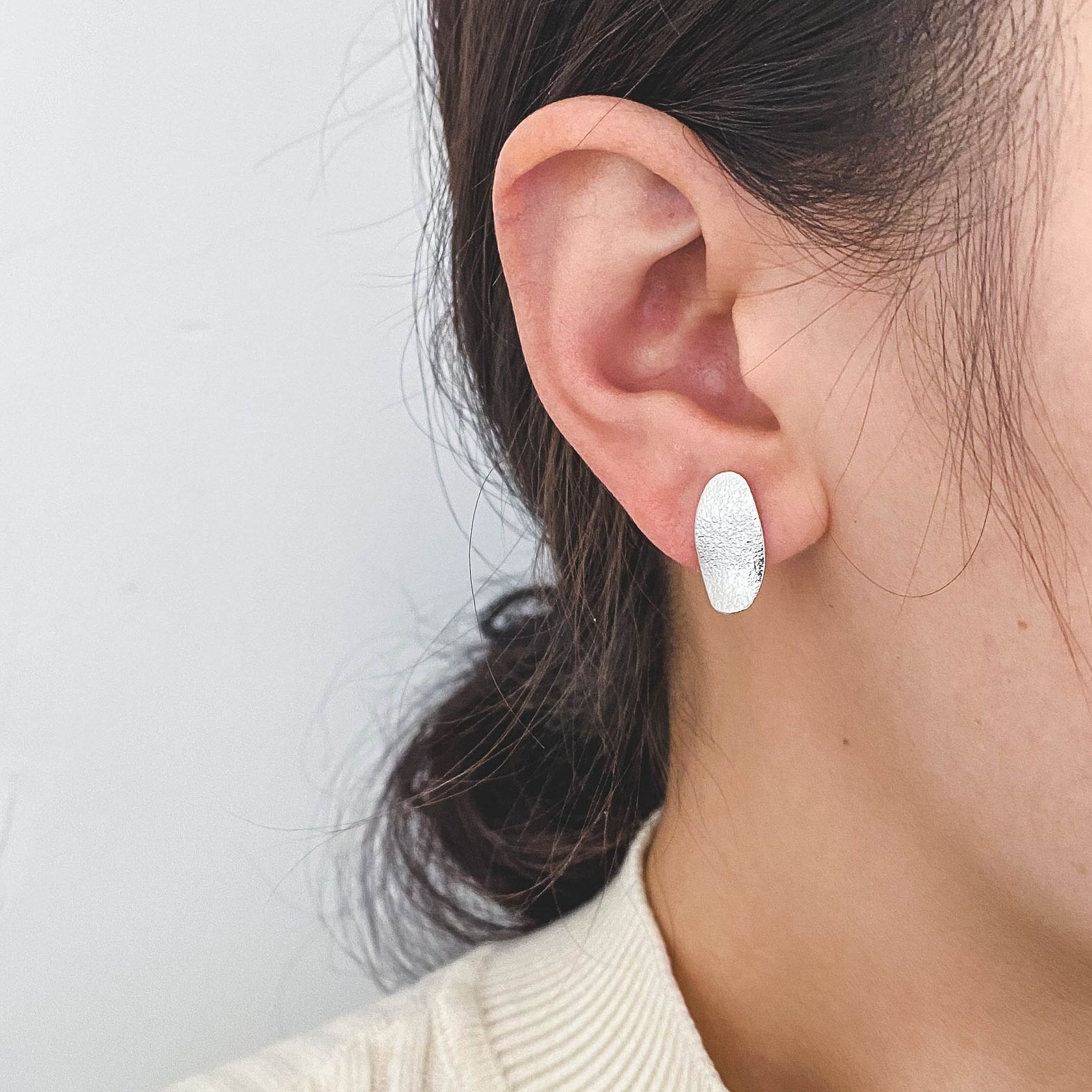 10pcs Matte Gold/ Silver tone Oval Ear Posts 16x8mm,Gold/ Rhodium plated Brass Geometric Earring Studs (GB-2134)