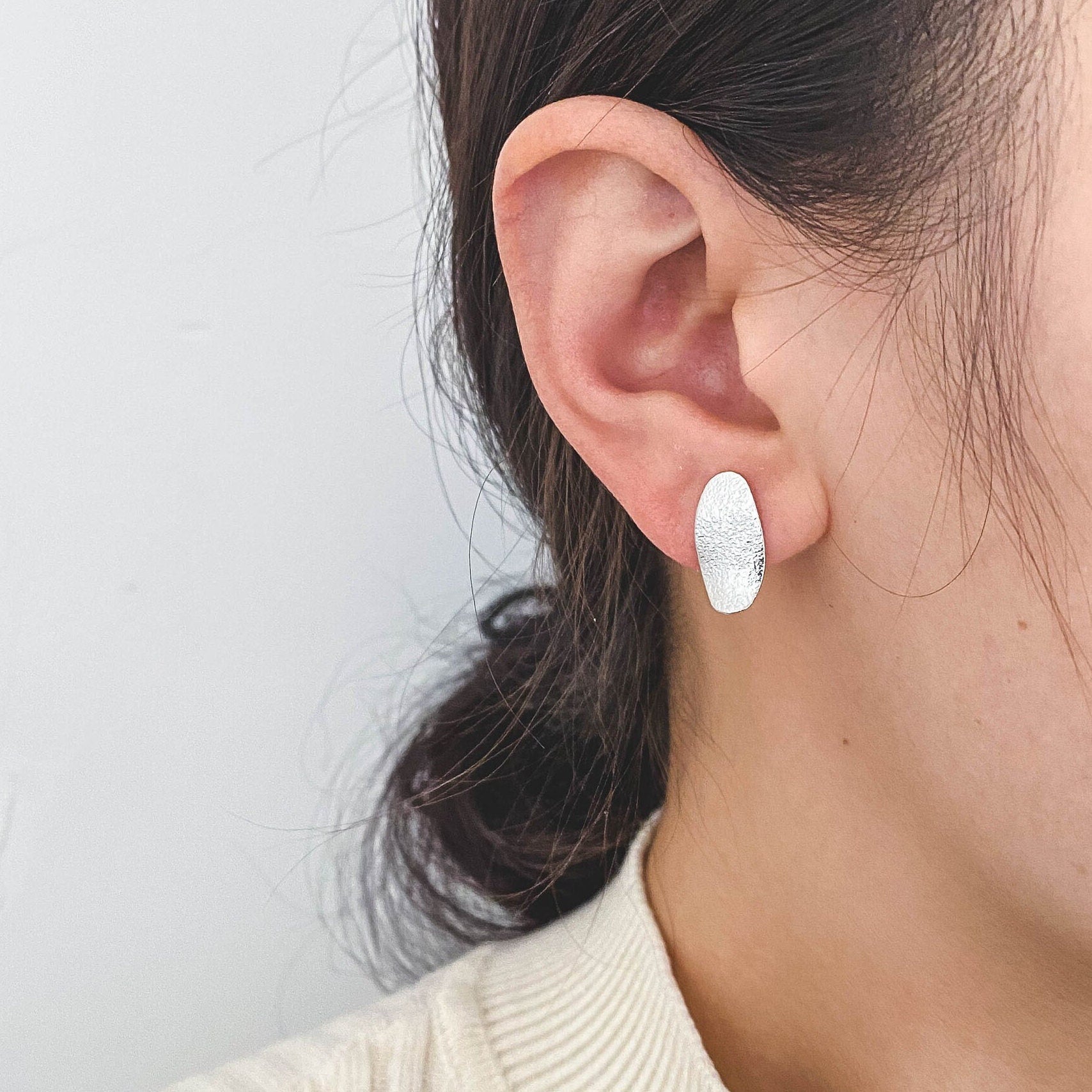 10pcs Matte Gold/ Silver tone Oval Ear Posts 16x8mm,Gold/ Rhodium plated Brass Geometric Earring Studs (GB-2134)