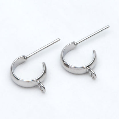 10pcs Gold/ Silver Tone Round Circle Ear Posts, Gold/ Rhodium plated Brass, Geometric Hoop Stud Earrings (GB-2169)