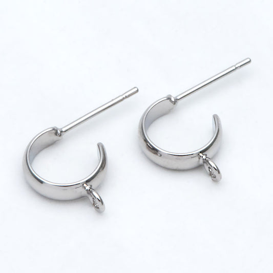 10pcs Gold/ Silver Tone Round Circle Ear Posts, Gold/ Rhodium plated Brass, Geometric Hoop Stud Earrings (GB-2169)